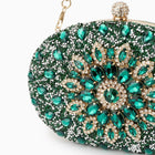 Allurbag Women's Emerald Floral Crystal Clutch Bag